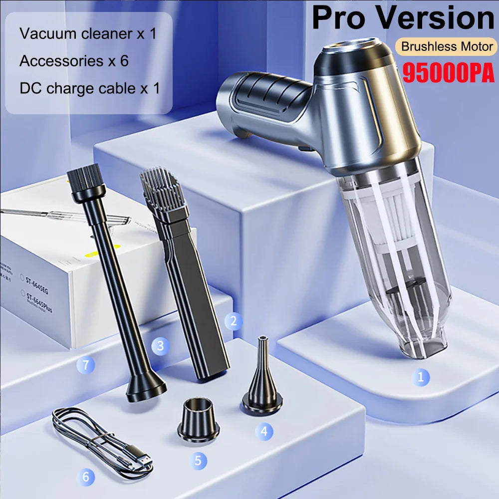 Wireless Car Vacuum – 2-in-1 Strong Suction Handheld Cleaner