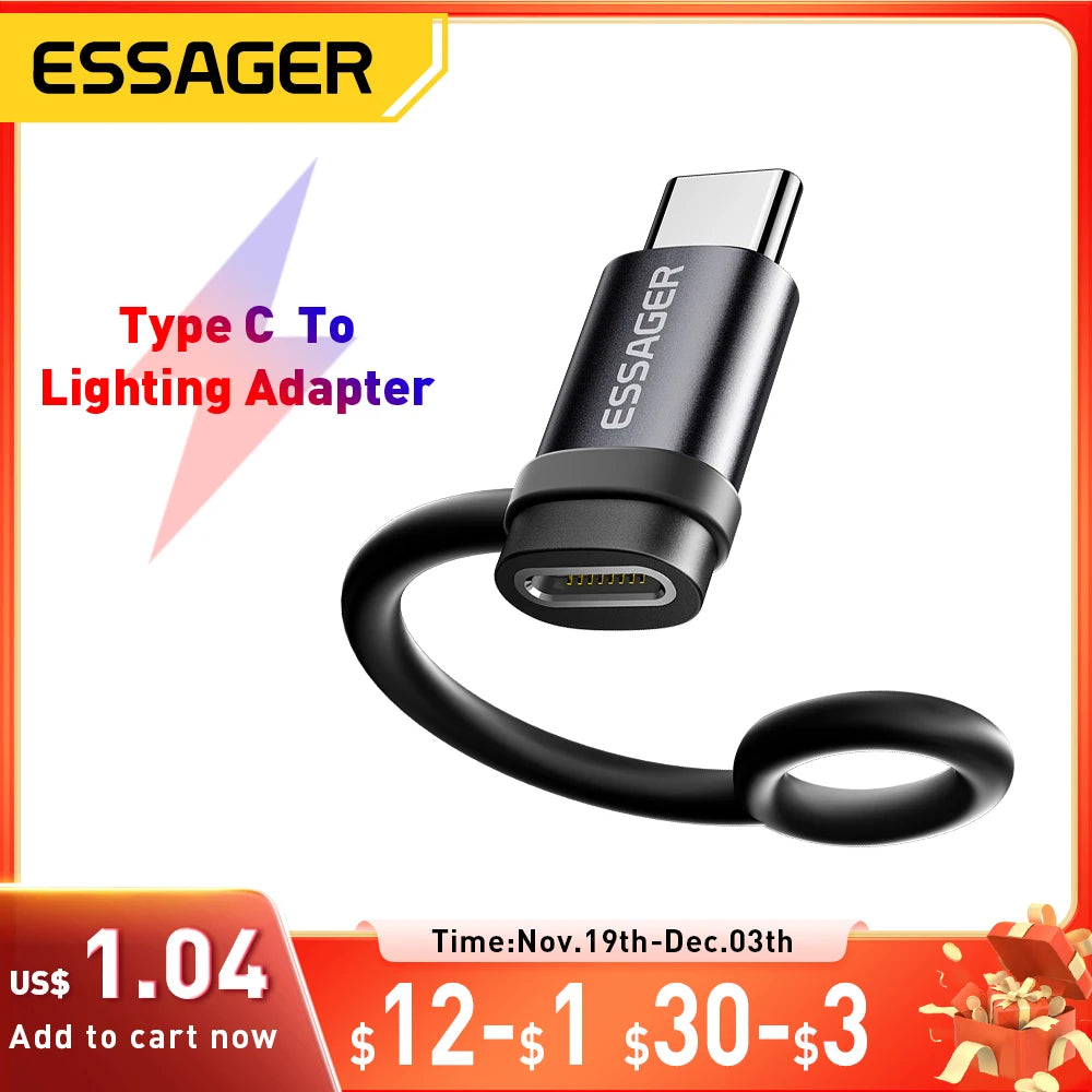 Essager Lightning to USB-C Adapter – Fast Charging OTG