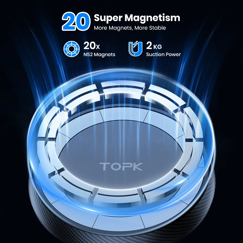 TOPK MagSafe Car Phone Holder – Strong Suction Mount