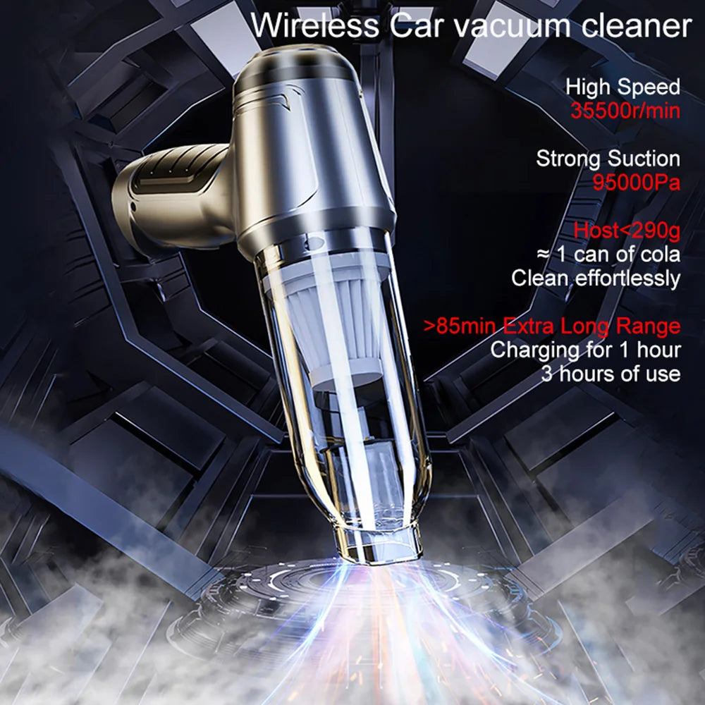 Wireless Car Vacuum – 2-in-1 Strong Suction Handheld Cleaner