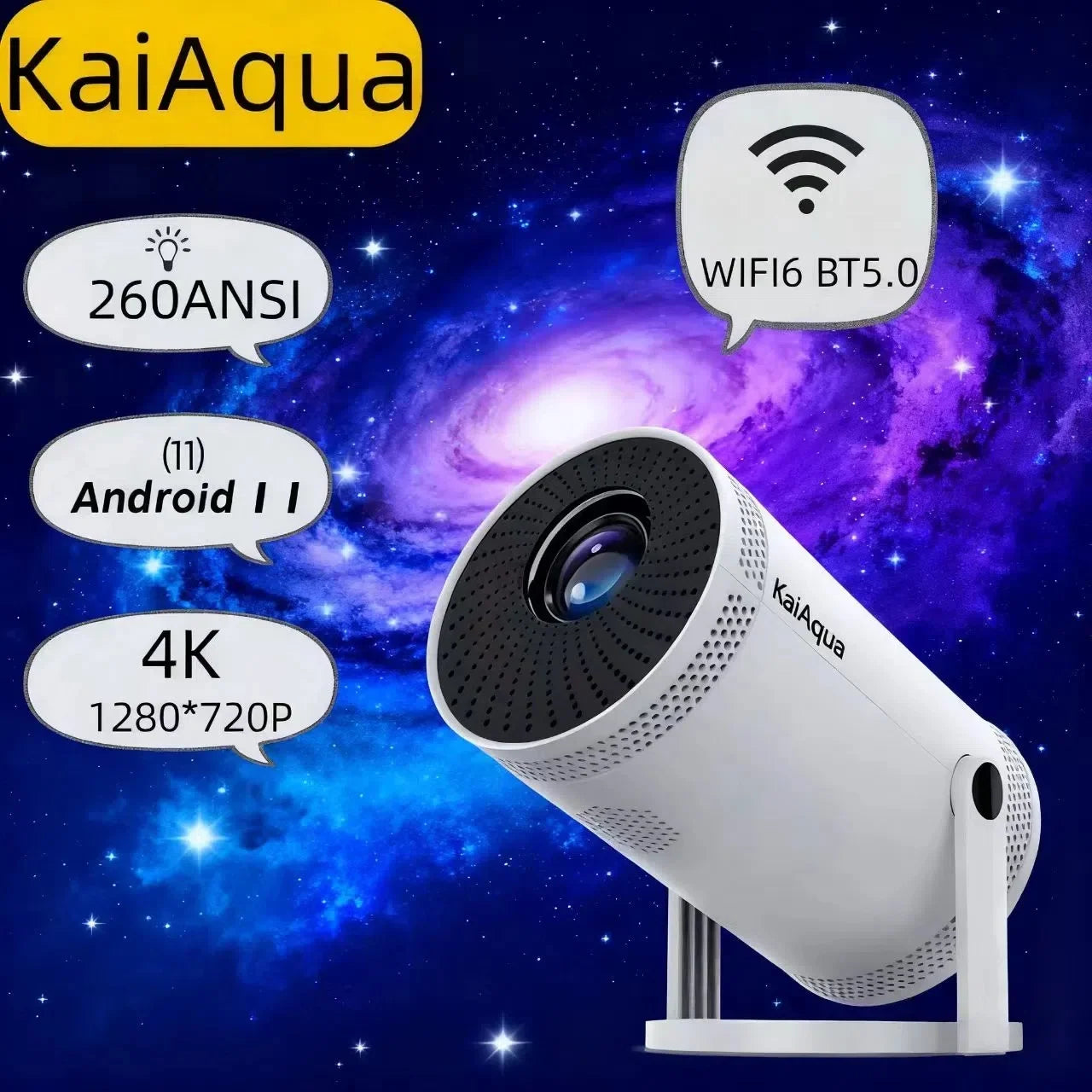 Transpeed Portable Projector – Android 11 (260 ANSI)