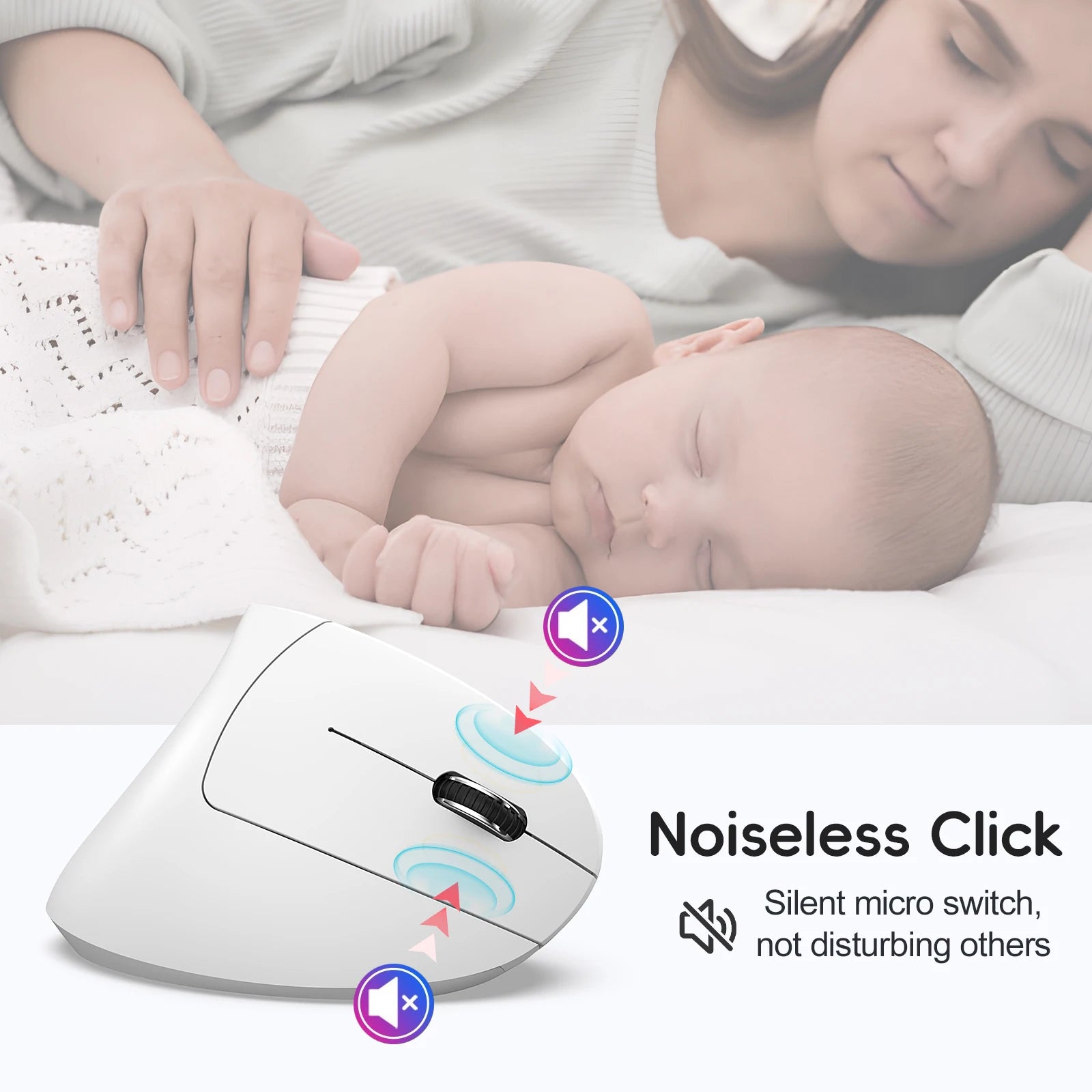 HXSJ Dual-Mode Vertical Mouse – Ergonomic & Rechargeable (2400 DPI)