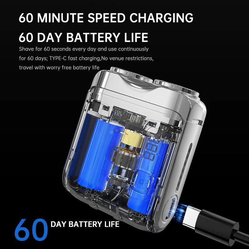 Mini Electric Smart Shaver – Rechargeable Dual-Blade Trimmer