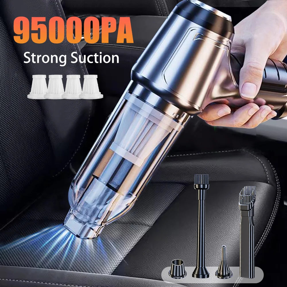 Wireless Car Vacuum – 2-in-1 Strong Suction Handheld Cleaner