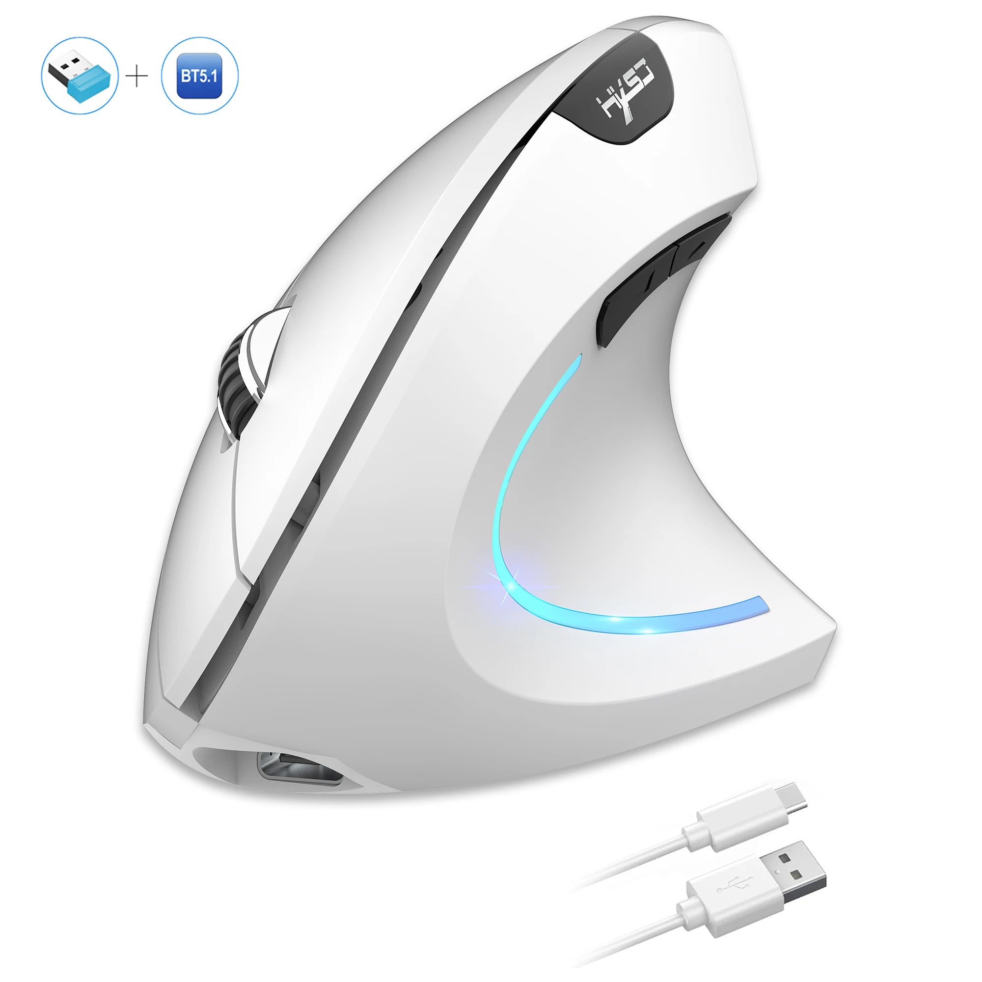 HXSJ Dual-Mode Vertical Mouse – Ergonomic & Rechargeable (2400 DPI)